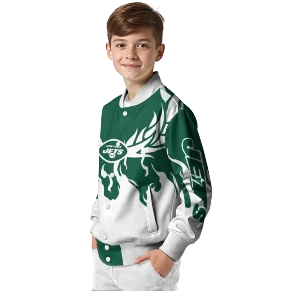 customized new york jets winged blaze green white varsity jacket trendy
