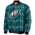 customized philadelphia eagles bolt stripe green bomber jacket best selling