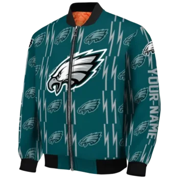 customized philadelphia eagles bolt stripe green bomber jacket best selling