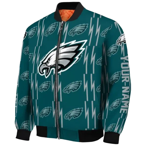 customized philadelphia eagles bolt stripe green bomber jacket best selling