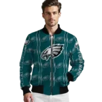 customized philadelphia eagles bolt stripe green bomber jacket best selling