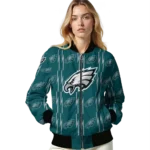 customized philadelphia eagles bolt stripe green bomber jacket best selling