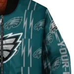 customized philadelphia eagles bolt stripe green bomber jacket best selling