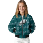 customized philadelphia eagles bolt stripe green bomber jacket best selling