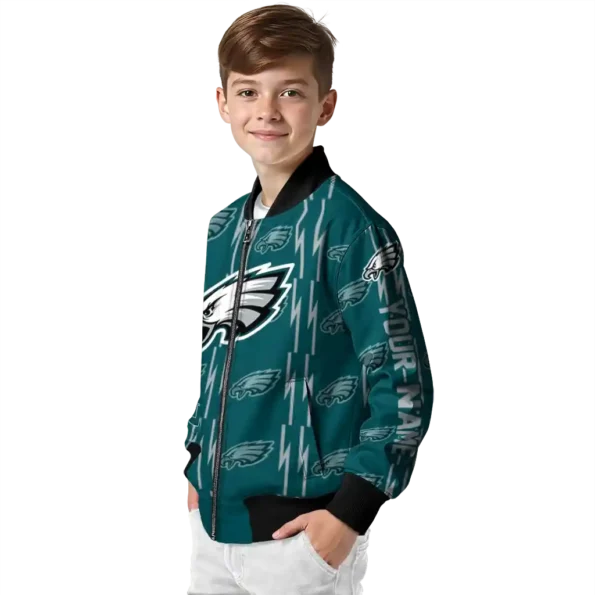 customized philadelphia eagles bolt stripe green bomber jacket trendy