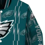 customized philadelphia eagles bolt stripe green varsity jacket best selling