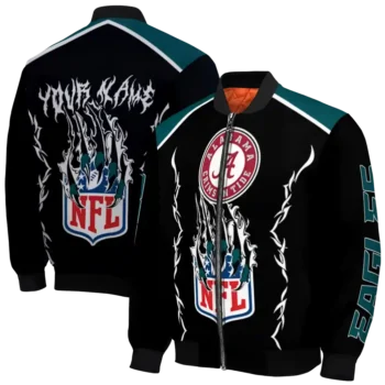customized philadelphia eagles claw blood green black bomber jacket fashion forward