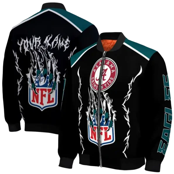 customized philadelphia eagles claw blood green black bomber jacket fashion forward