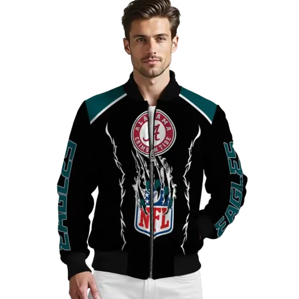 customized philadelphia eagles claw blood green black bomber jacket high quality