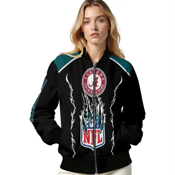 customized philadelphia eagles claw blood green black bomber jacket latest model