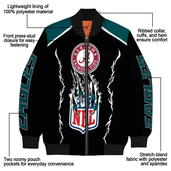 customized philadelphia eagles claw blood green black bomber jacket new arrival