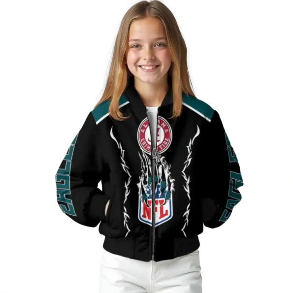 customized philadelphia eagles claw blood green black bomber jacket top rated
