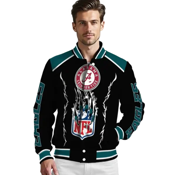 customized philadelphia eagles claw blood green black varsity jacket high quality