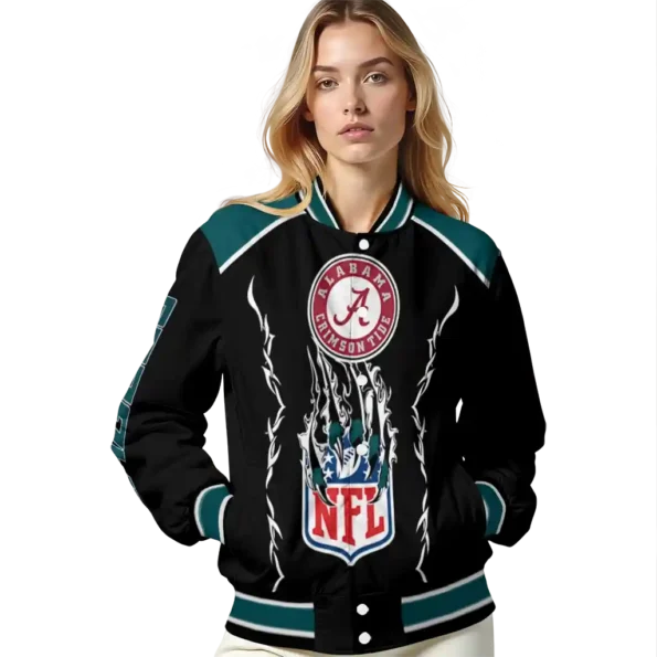 customized philadelphia eagles claw blood green black varsity jacket latest model