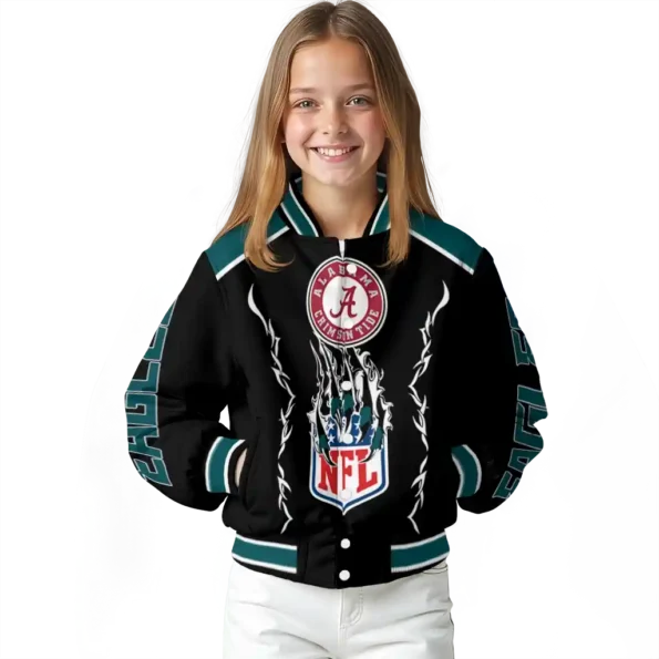 customized philadelphia eagles claw blood green black varsity jacket top rated