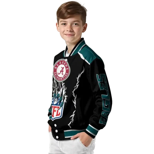 customized philadelphia eagles claw blood green black varsity jacket trendy