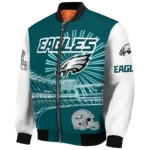customized philadelphia eagles ferris arena green white bomber jacket best selling