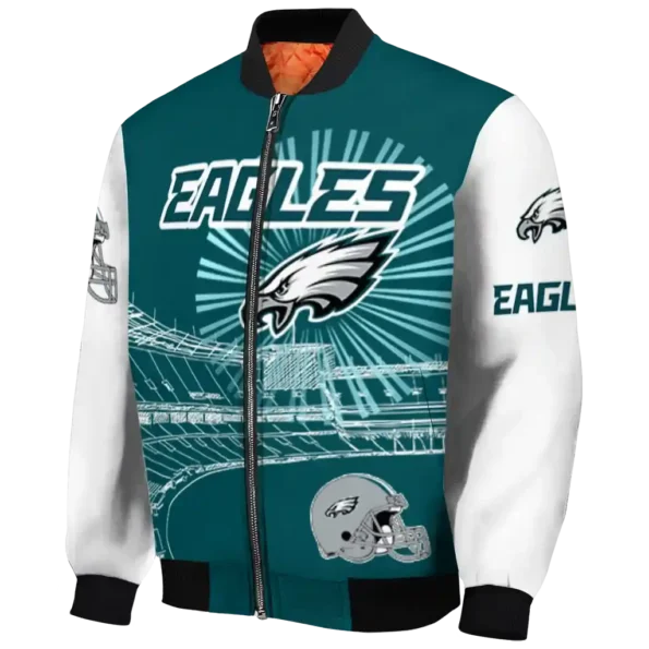 customized philadelphia eagles ferris arena green white bomber jacket best selling