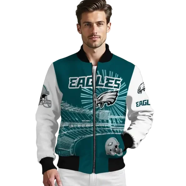 customized philadelphia eagles ferris arena green white bomber jacket high quality