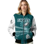 customized philadelphia eagles ferris arena green white bomber jacket best selling