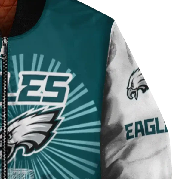 customized philadelphia eagles ferris arena green white bomber jacket premium grade