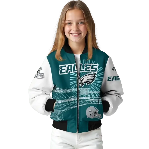 customized philadelphia eagles ferris arena green white bomber jacket top rated