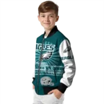customized philadelphia eagles ferris arena green white bomber jacket best selling