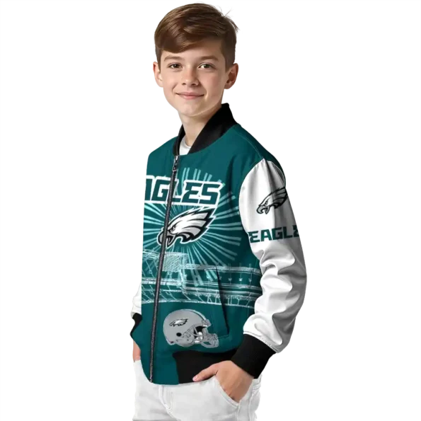 customized philadelphia eagles ferris arena green white bomber jacket trendy