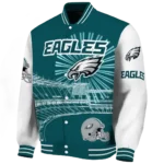 customized philadelphia eagles ferris arena green white varsity jacket best selling