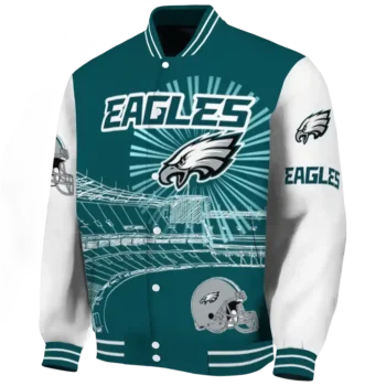 customized philadelphia eagles ferris arena green white varsity jacket best selling