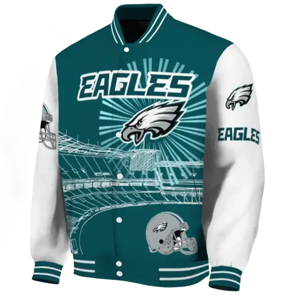customized philadelphia eagles ferris arena green white varsity jacket best selling