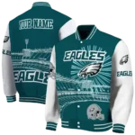 customized philadelphia eagles ferris arena green white varsity jacket best selling