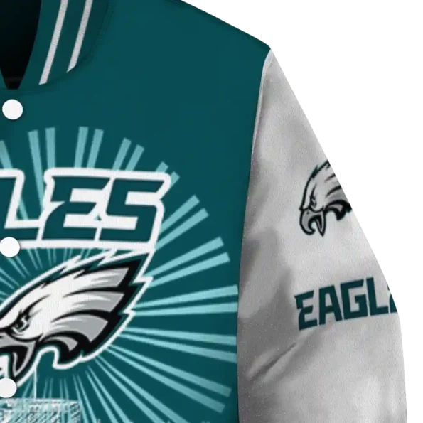 customized philadelphia eagles ferris arena green white varsity jacket premium grade