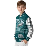 customized philadelphia eagles ferris arena green white varsity jacket best selling