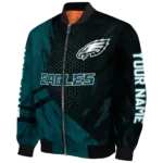 customized philadelphia eagles hexagon mesh green black bomber jacket best selling