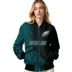 customized philadelphia eagles hexagon mesh green black bomber jacket best selling