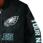 customized philadelphia eagles hexagon mesh green black bomber jacket best selling