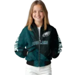 customized philadelphia eagles hexagon mesh green black bomber jacket best selling