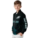 customized philadelphia eagles hexagon mesh green black bomber jacket best selling