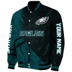 customized philadelphia eagles hexagon mesh green black varsity jacket best selling