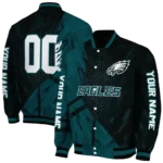 customized philadelphia eagles hexagon mesh green black varsity jacket best selling