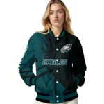 customized philadelphia eagles hexagon mesh green black varsity jacket best selling