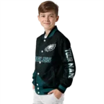 customized philadelphia eagles hexagon mesh green black varsity jacket best selling