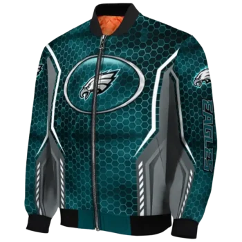 customized philadelphia eagles power plate green bomber jacket best selling