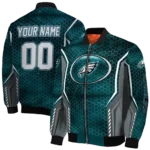 customized philadelphia eagles power plate green bomber jacket best selling