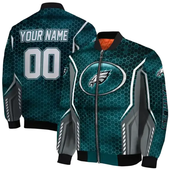 customized philadelphia eagles power plate green bomber jacket fashion forward