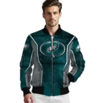 customized philadelphia eagles power plate green bomber jacket best selling