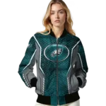 customized philadelphia eagles power plate green bomber jacket best selling