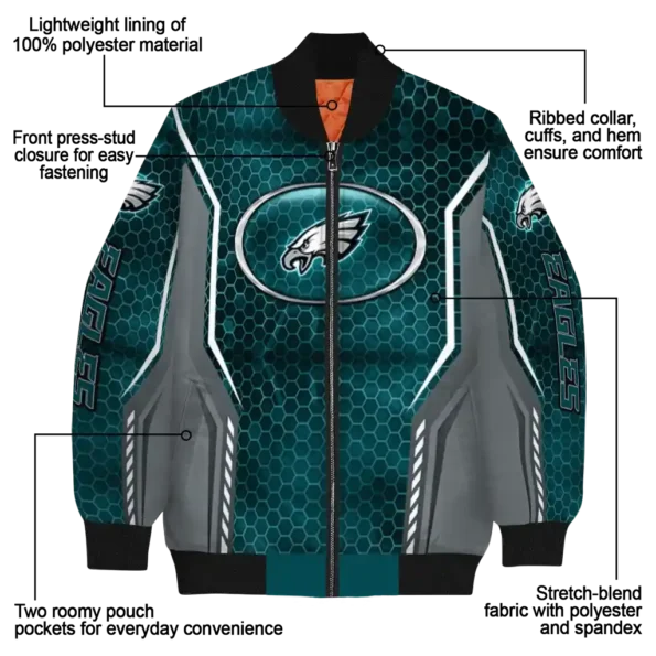 customized philadelphia eagles power plate green bomber jacket new arrival