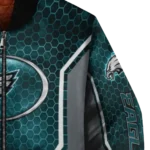 customized philadelphia eagles power plate green bomber jacket best selling
